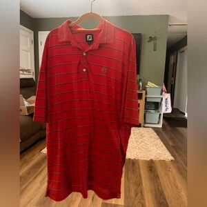 FootJoy FJ Golf Polo Men’s XXL Red Striped Performance LM 1925 Logo